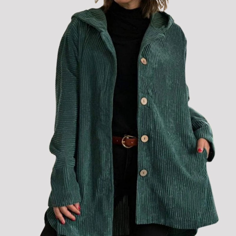 Chaqueta con capucha de terciopelo casual para otoño