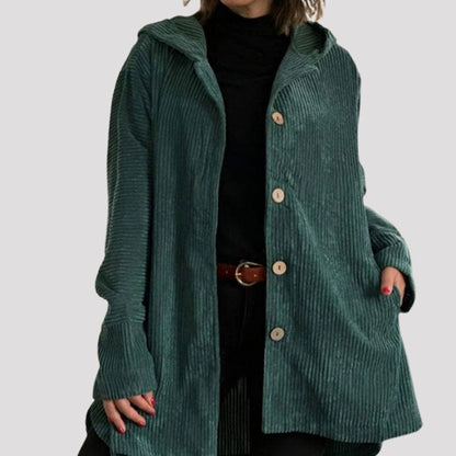Chaqueta con capucha de terciopelo casual para otoño