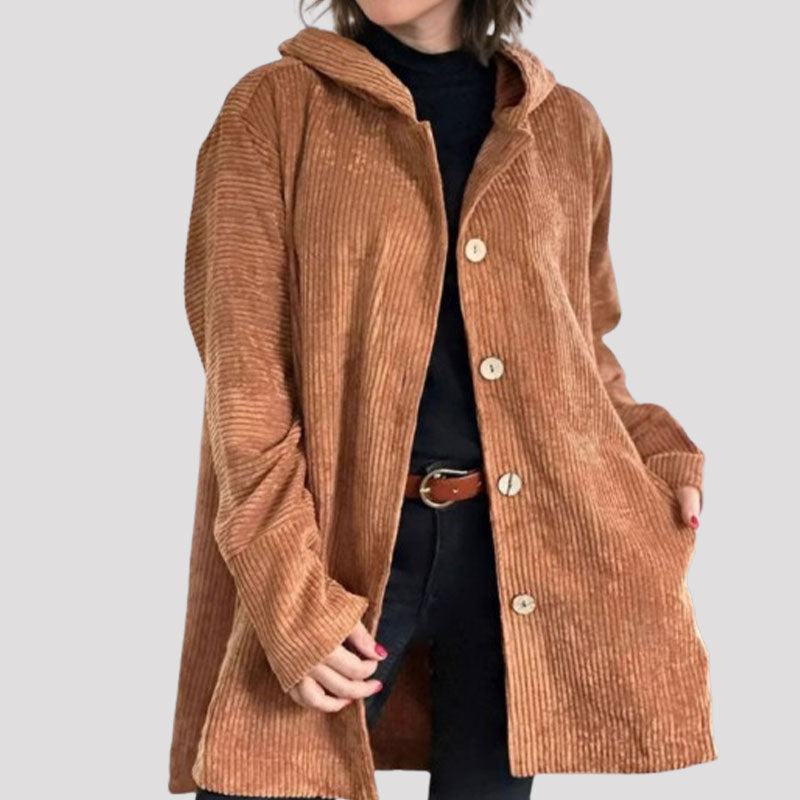 Chaqueta con capucha de terciopelo casual para otoño