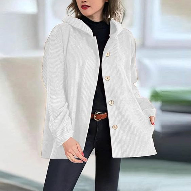 Chaqueta con capucha de terciopelo casual para otoño
