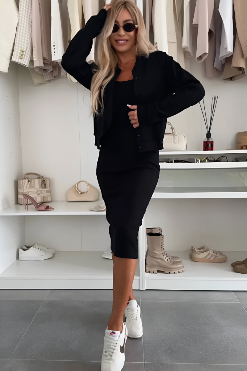 Béatrice | Robe midi et cardigan confortables