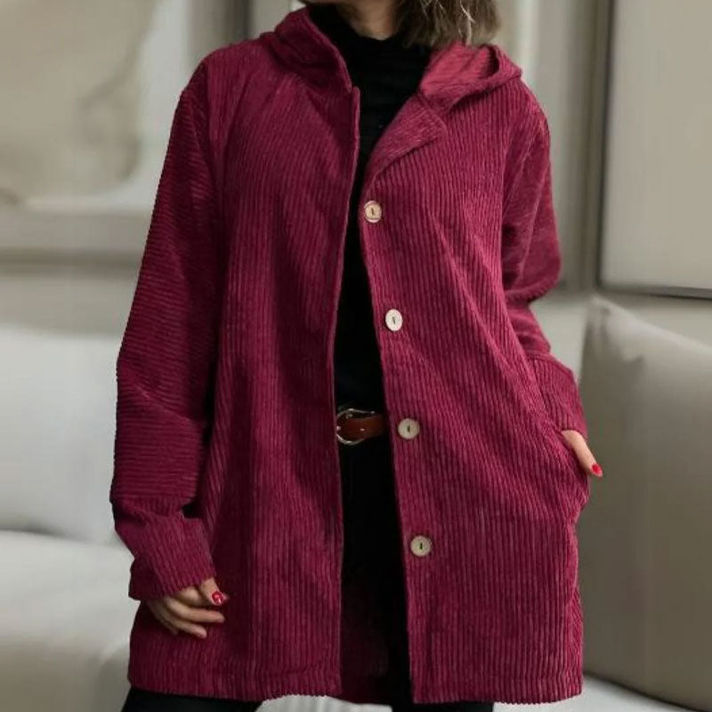 Chaqueta con capucha de terciopelo casual para otoño