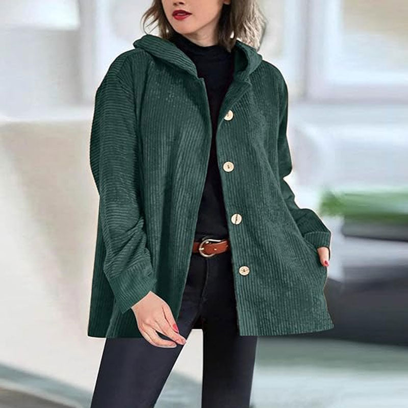 Chaqueta con capucha de terciopelo casual para otoño
