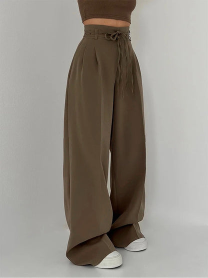 Chantal | Pantalón Palazzo de Cintura Alta con Cinturón Anudado