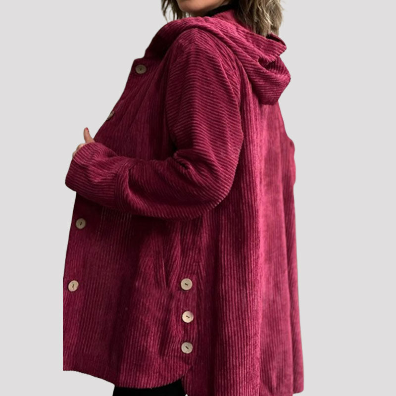 Chaqueta con capucha de terciopelo casual para otoño