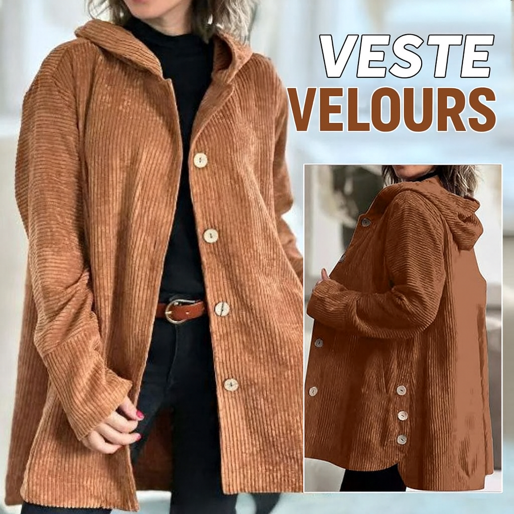 Chaqueta con capucha de terciopelo casual para otoño