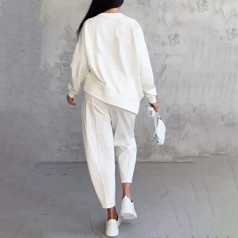 Amélie | Conjunto chic de dos piezas con mangas largas y pantalón fluido