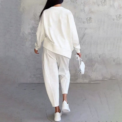 Amélie | Conjunto chic de dos piezas con mangas largas y pantalón fluido